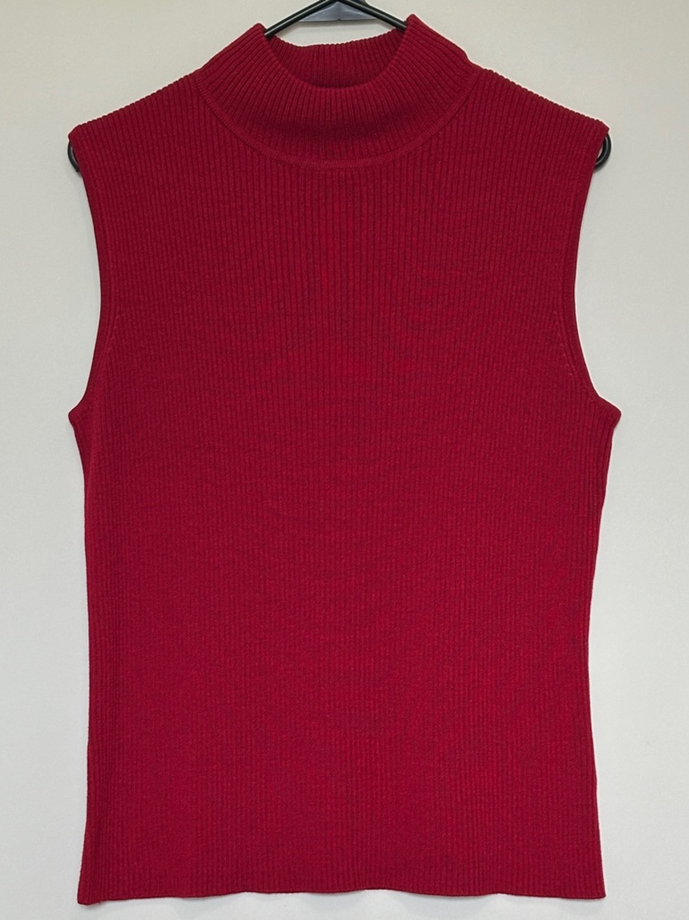 Croft & Barrow Red Ribbed Mock Turtleneck Sleeveless Sweater Top Women’s Large